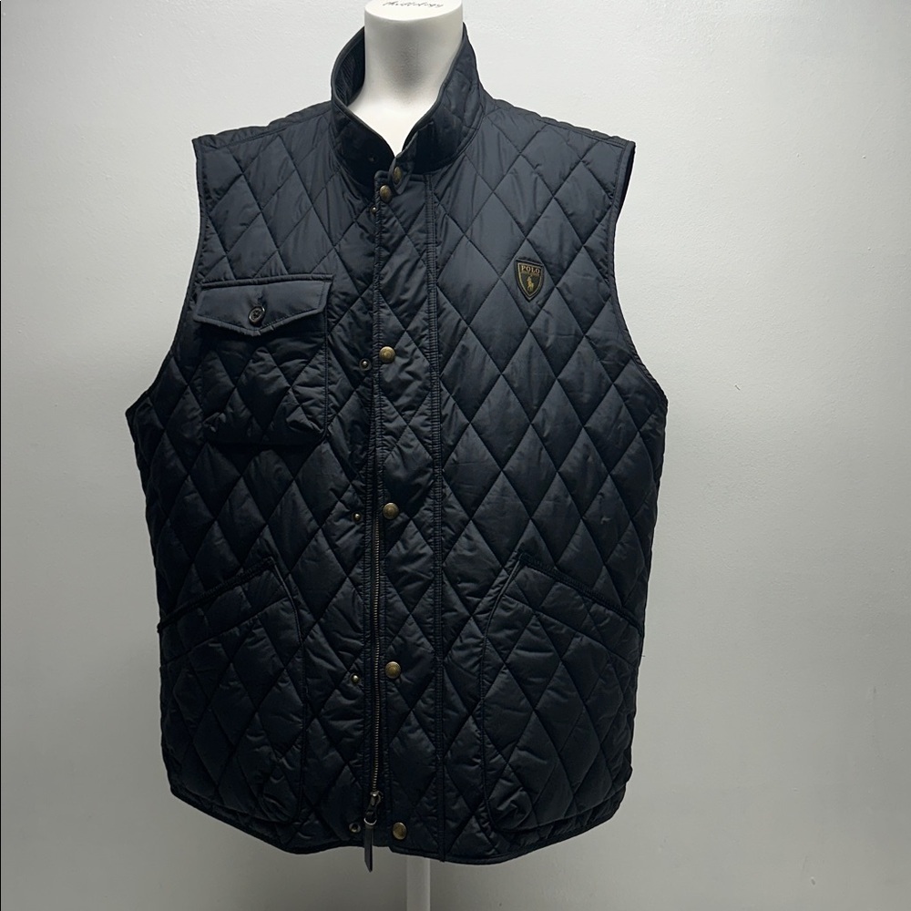 Polo Ralph Lauren Vest Quilted College Crest Logo Water Repellent Navy Men's XXL
